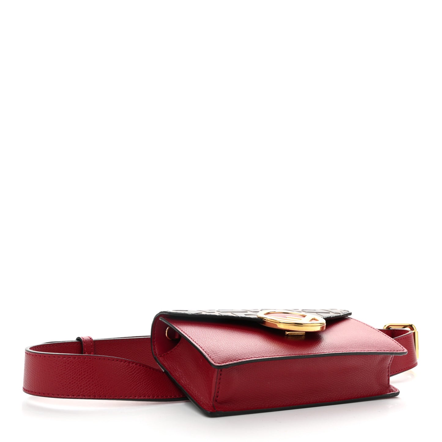 Vitello Cruise F is Fendi Bi-Color FF 1974 Embossed Envelope Belt Bag Maya Black Fragola
