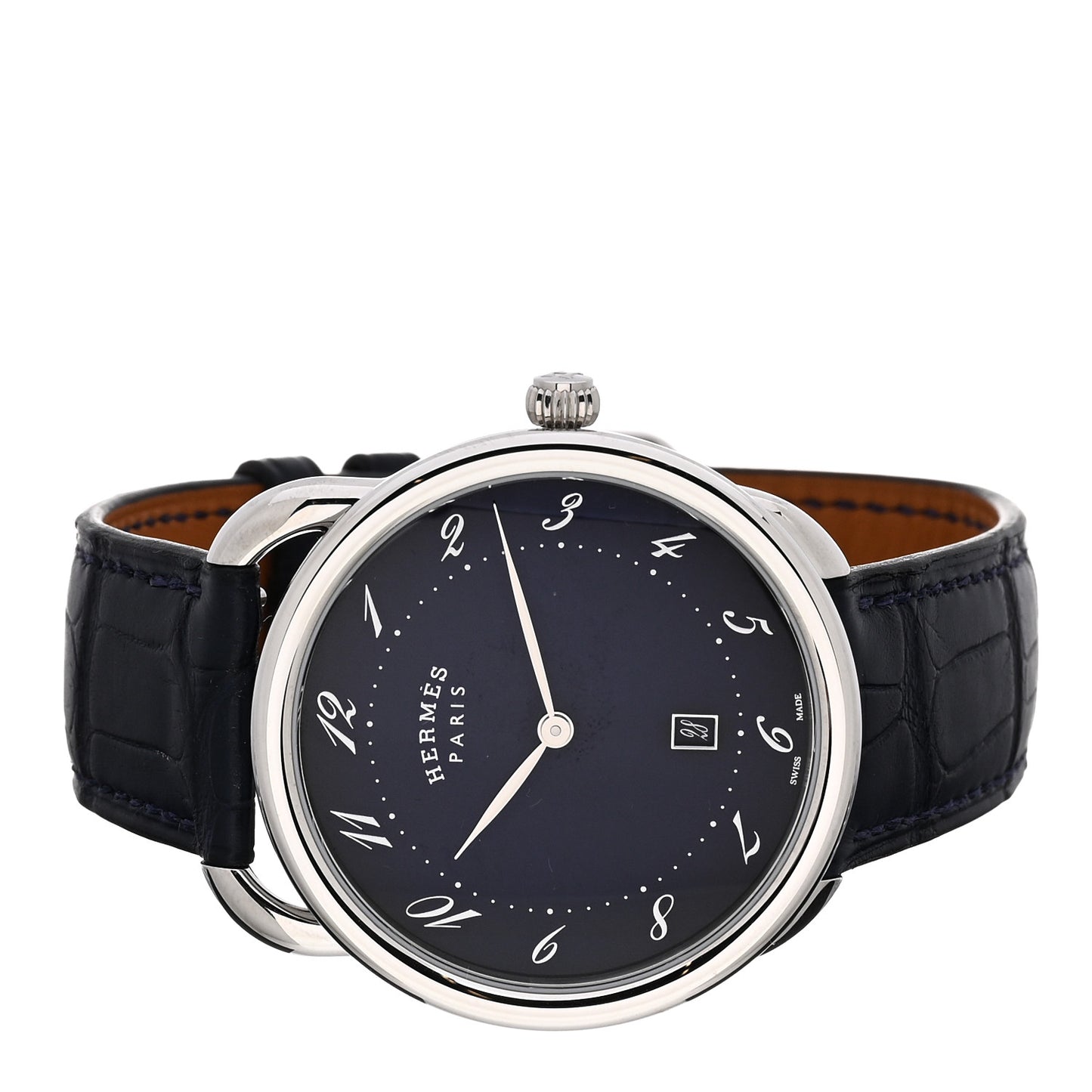 Stainless Steel Alligator 40mm Arceau Quartz Watch Bleu Abysse