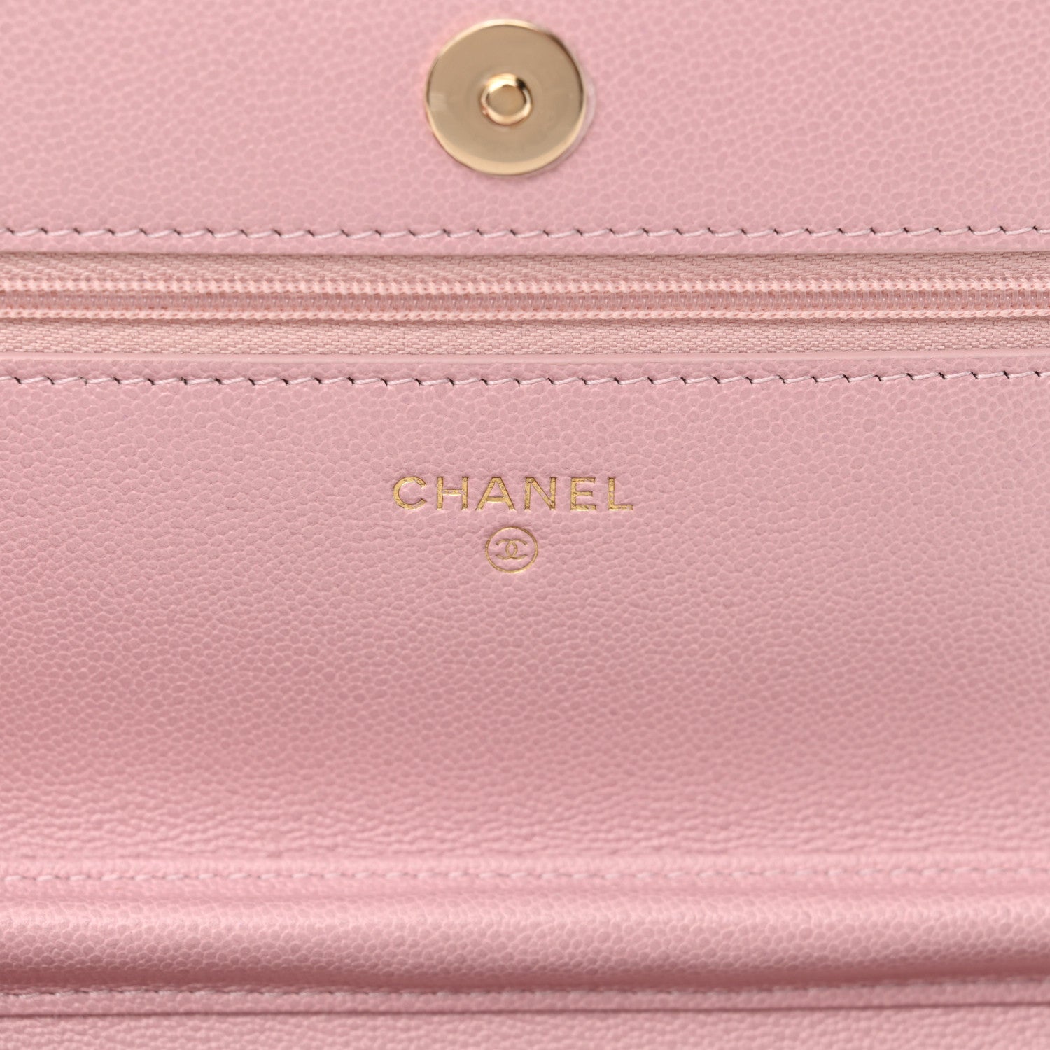 Chanel Caviar Quilted Studded CC Wallet on Chain WOC Light Pink 6 of 12