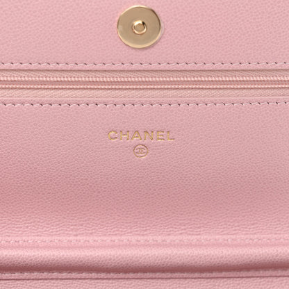 Chanel Caviar Quilted Studded CC Wallet on Chain WOC Light Pink 6 of 12