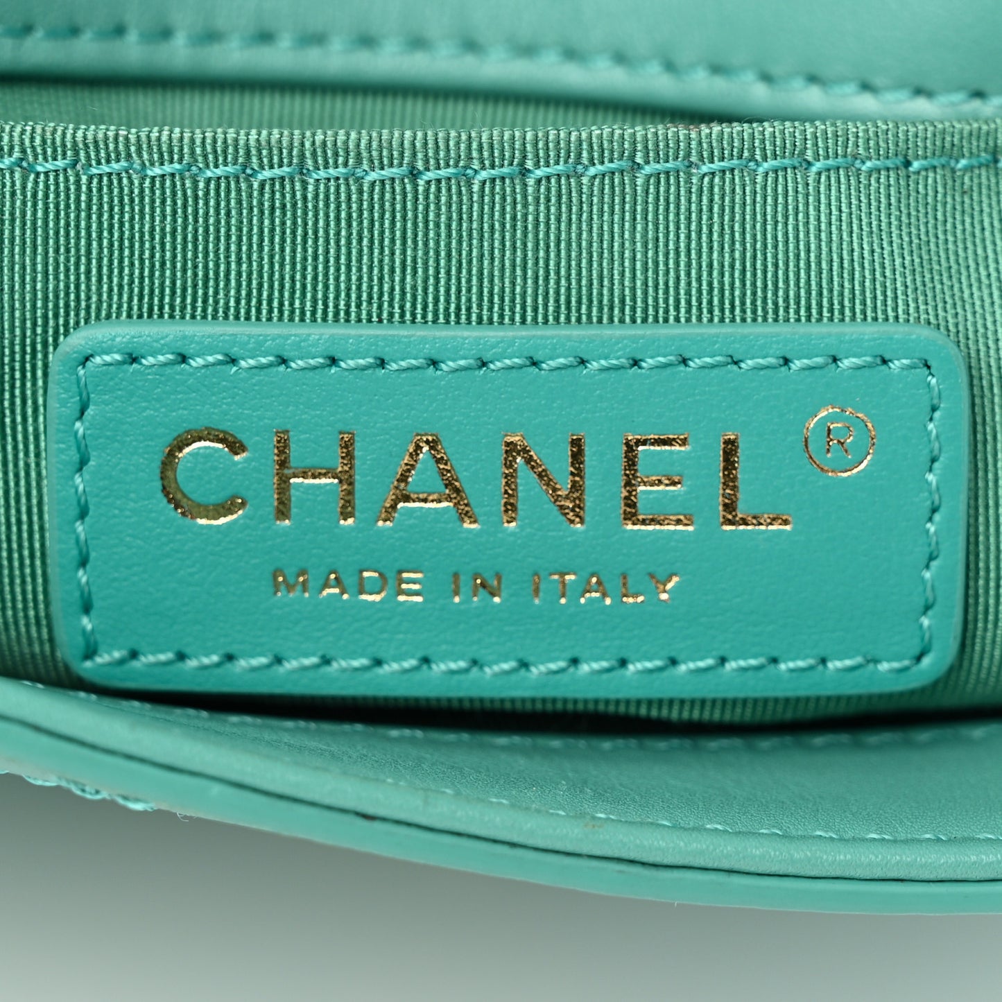 Calfskin Stitched Small Covered CC Flap Bag Green