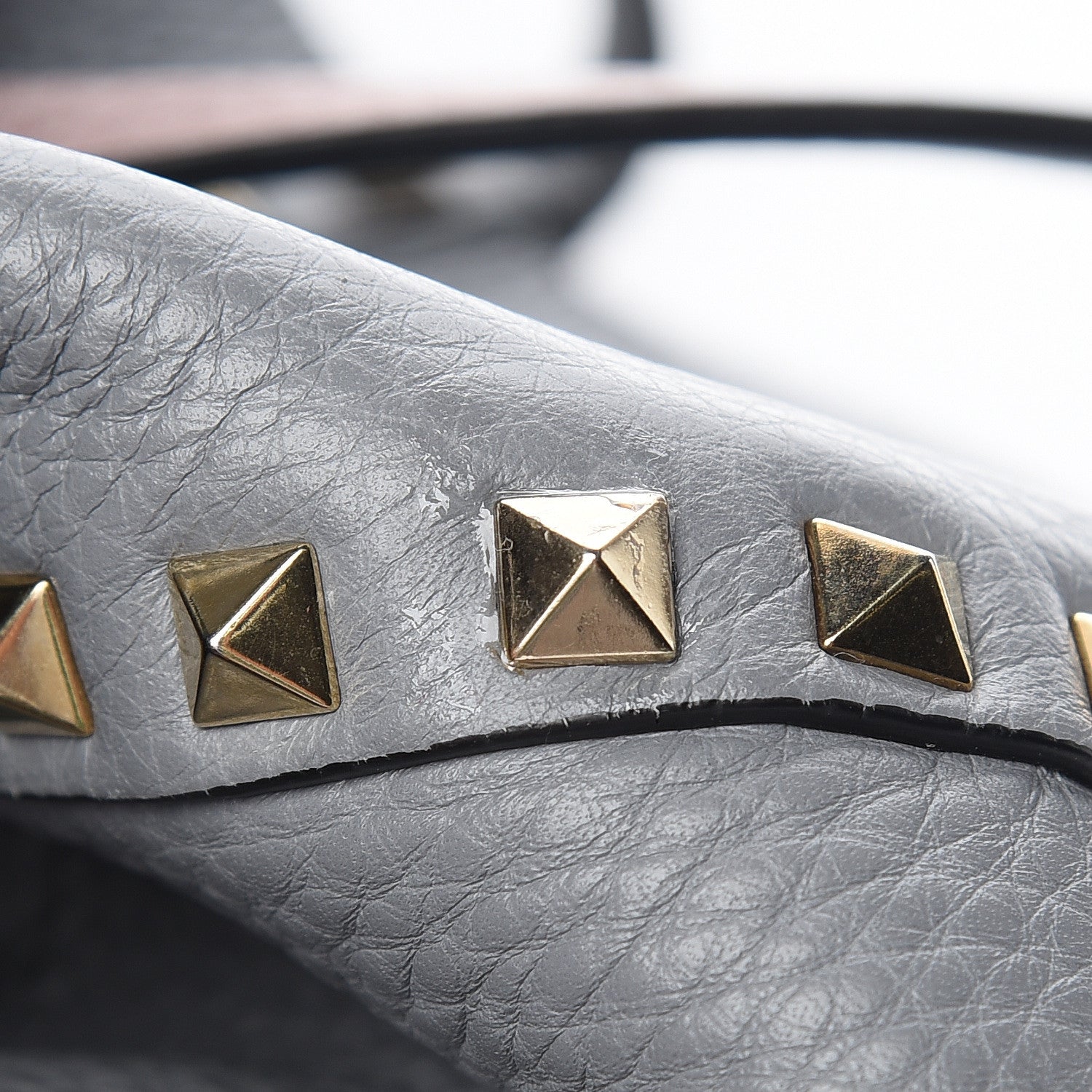 Valentino Garavani Grained Calfskin Small Rockstud Reversible Tote Grey Dark Rose 20 of 20