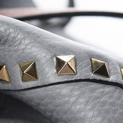 Valentino Garavani Grained Calfskin Small Rockstud Reversible Tote Grey Dark Rose 20 of 20