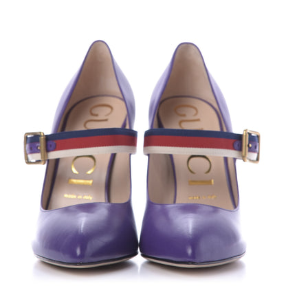 Gucci Malaga Kid Sylvie High Heel Pumps 39 Shine Purple 2 of 11