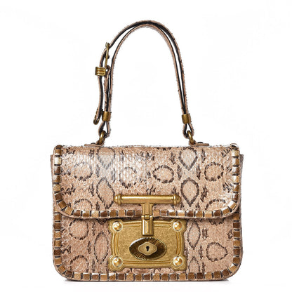 Bottega Veneta Snakeskin Studded Top Handle Bag Naturale 1 of 7