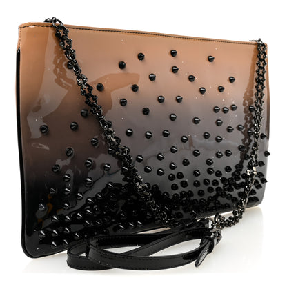 Christian Louboutin Patent Degrade Loubiposh Spiked Clutch Nude Black 3 of 10