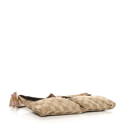 Gucci GG Monogram Web Double Pocket Belt Bag Gold Pink 4 of 14