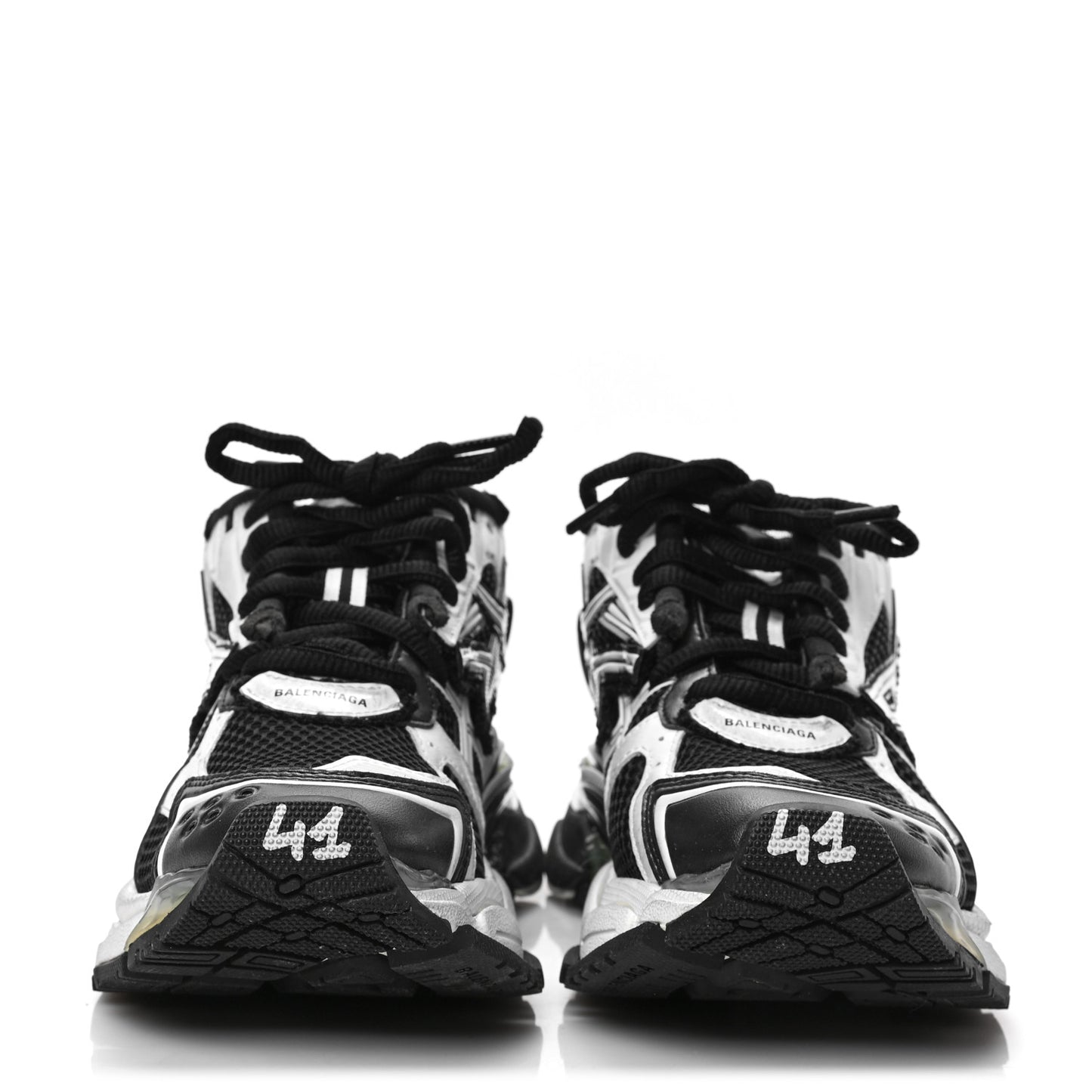 Mesh Rubber Bi-Color Mens Runner Sneakers 41 White Black