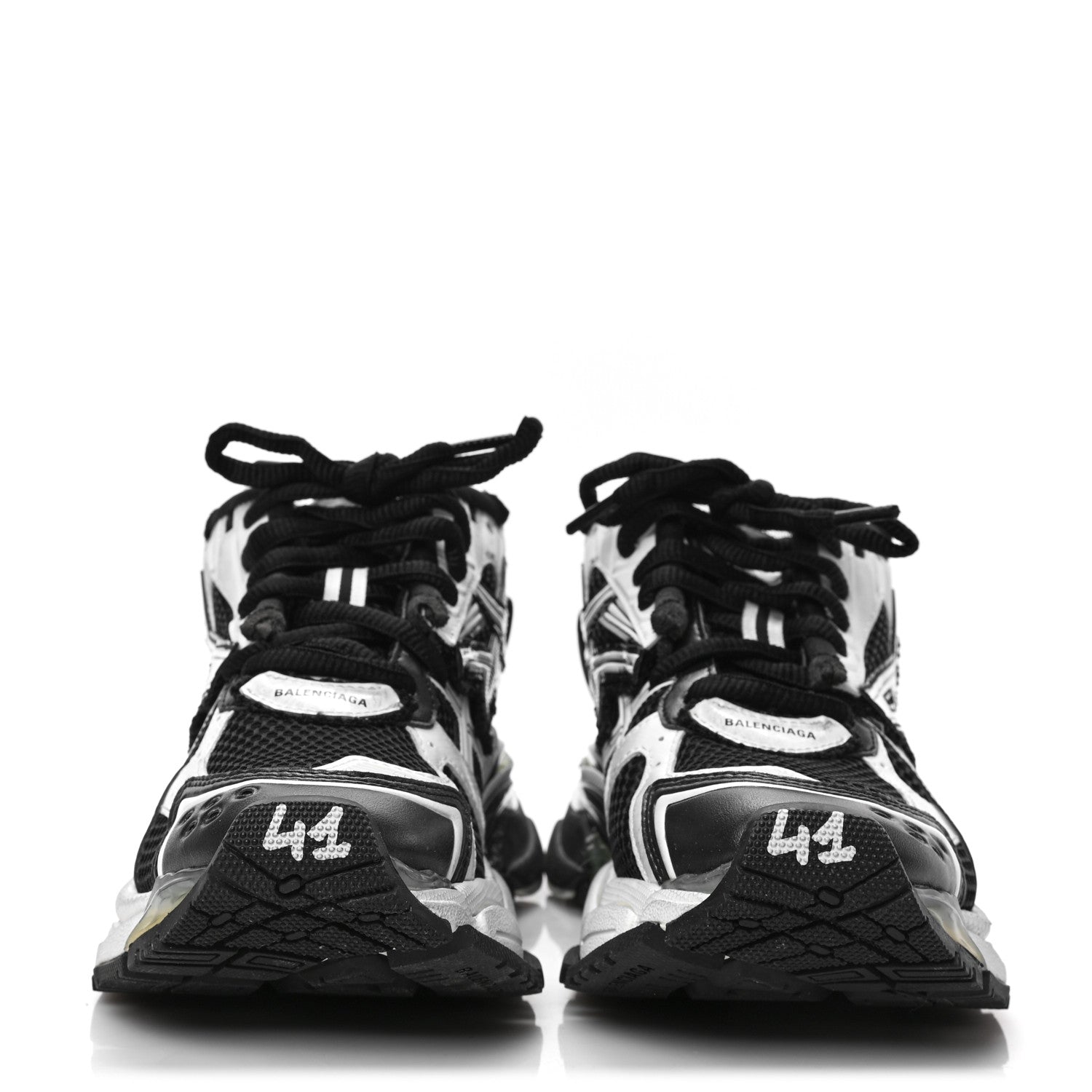 Balenciaga Mesh Rubber Bi-Color Mens Runner Sneakers 41 White Black 2 of 8
