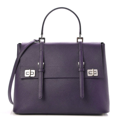 Prada Saffiano Cuir Convertible Top Handle Tote Viola 1 of 6