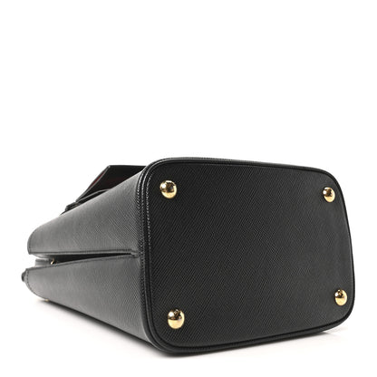 Prada Saffiano Cuir Medium Panier Bucket Bag Black Fuoco 4 of 9