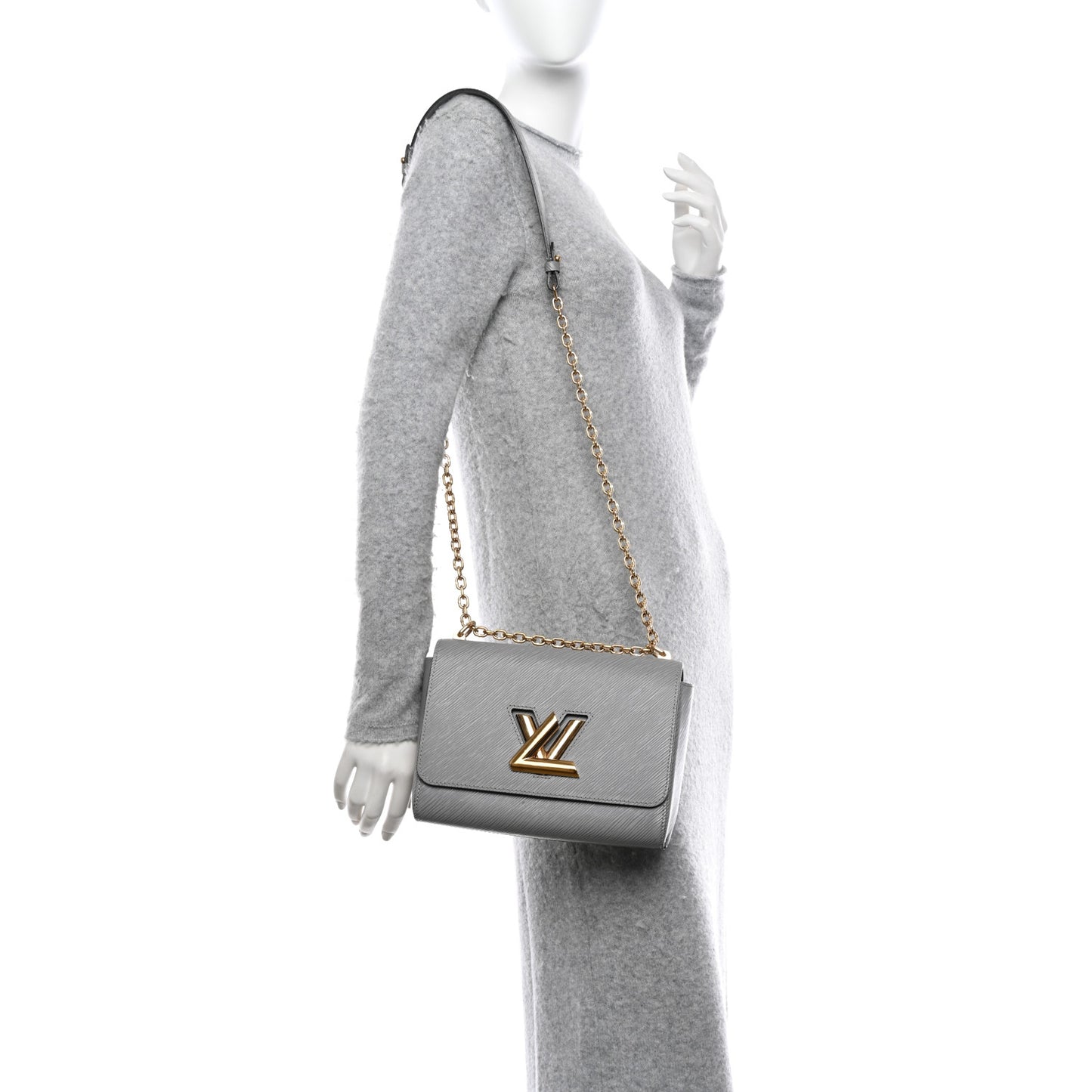 Epi Twist Shoulder Bag MM Gris Cloudy