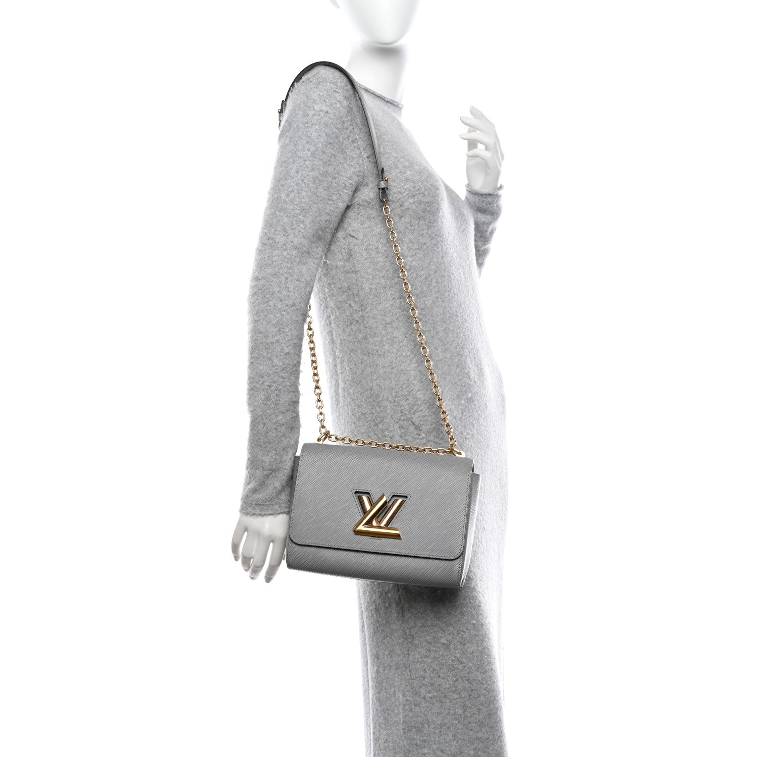 Louis Vuitton Epi Twist Shoulder Bag MM Gris Cloudy 2 of 15