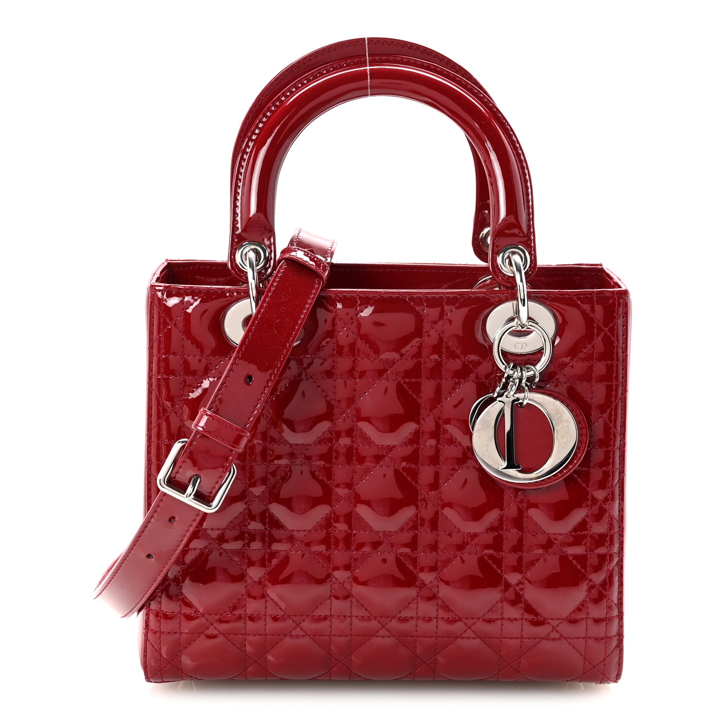 Patent Cannage Medium Lady Dior Red