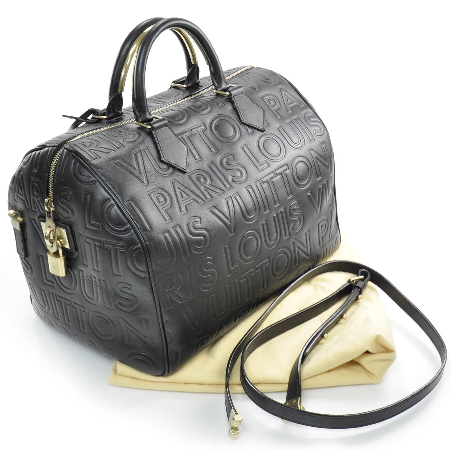 Louis Vuitton Calfskin Embossed Speedy Cube 30 Black 3 of 8