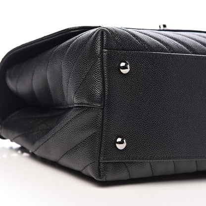 Chanel Caviar Chevron Quilted Small Coco Handle Flap Black 8 of 10