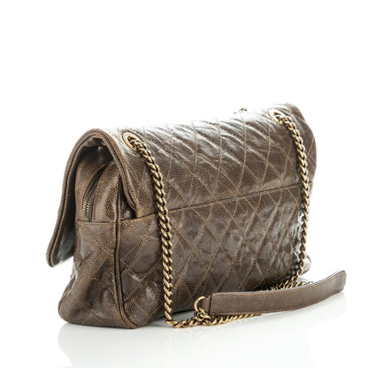 Chanel Crumpled Caviar Quilted Large Shiva Flap Brown 3 of 8