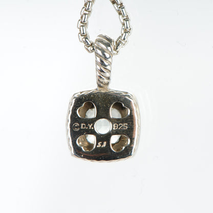 David Yurman Sterling Silver Diamond Prasiolite 7mm Petite Albion Pendant Necklace 4 of 6