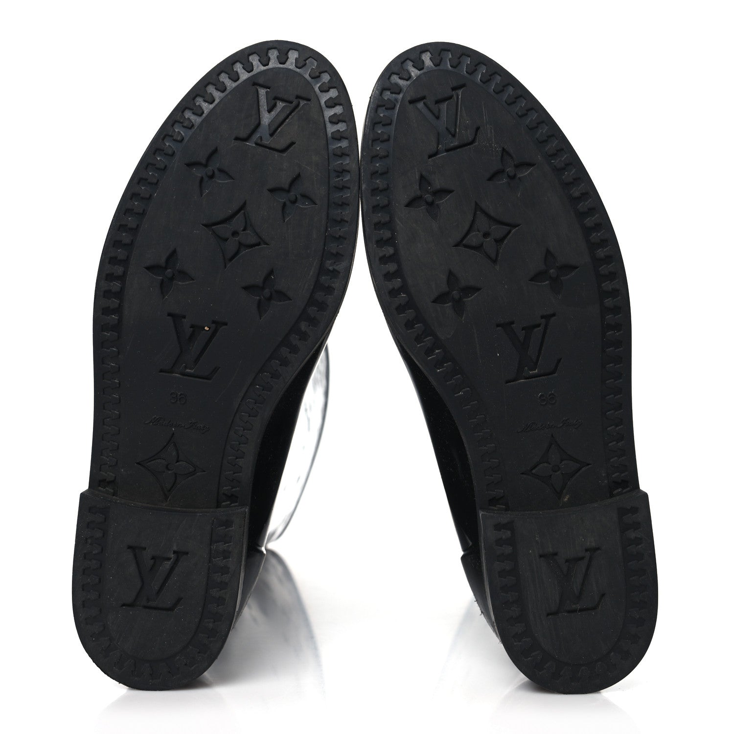 Louis Vuitton Rubber Embossed Monogram Drops High Rain Boots 36 Black 5 of 8