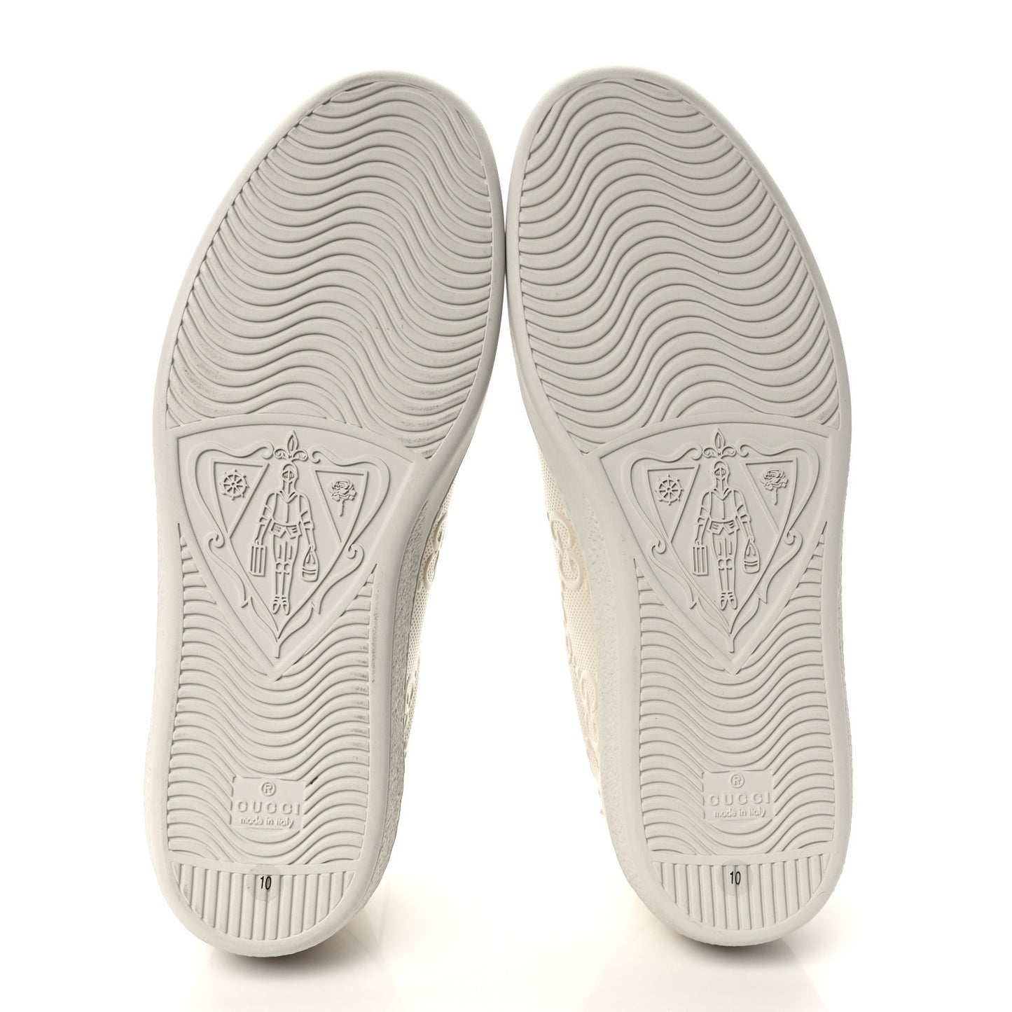 Calfskin GG Tennis Embossed Mens Ace Sneakers 10 Mystic White