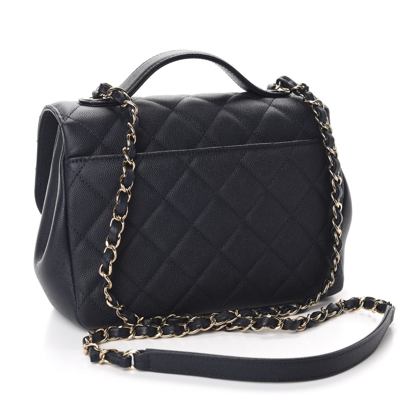 Caviar Quilted Small Business Affinity Flap Navy