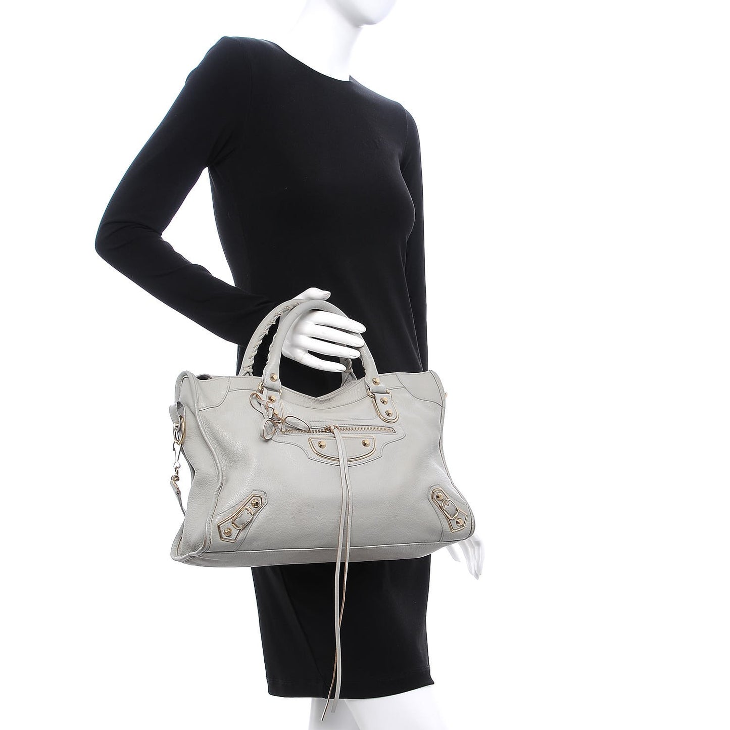 Chevre Gold Metallic Edge Hardware City Gris Perle