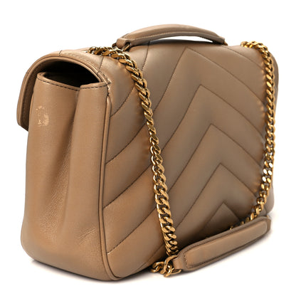 Saint Laurent Lambskin Chevron Quilted Medium LouLou Natural Tan 4 of 15