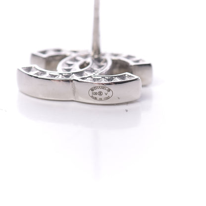 Chanel Baguette Crystal CC Earrings Silver Grey 4 of 5