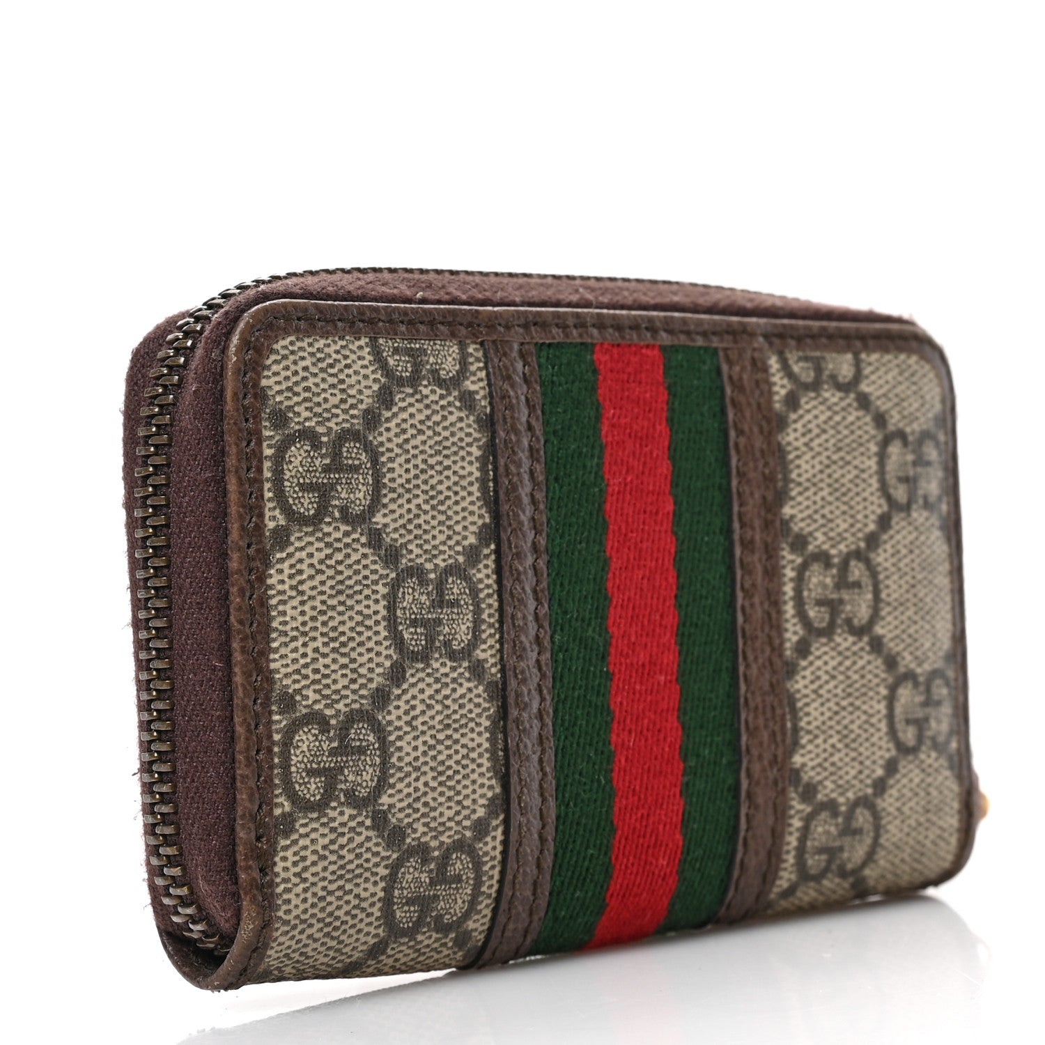 Gucci GG Supreme Web Ophidia Zip Around Card Case Brown 3 of 6