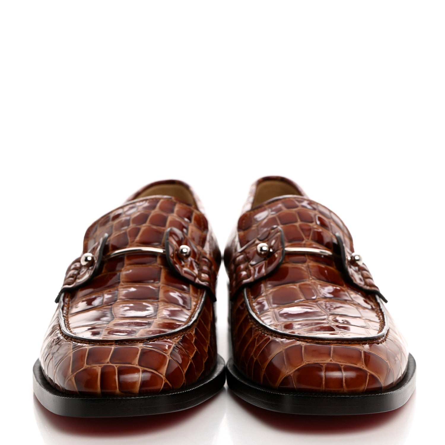 Christian Louboutin Croc Calfskin Embossed Chambelimoc Loafers 40.5 Acajou 2 of 8