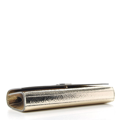 Saint Laurent Metallic Textured Calfskin Classic Monogram Cassandre Clutch Gold 4 of 6