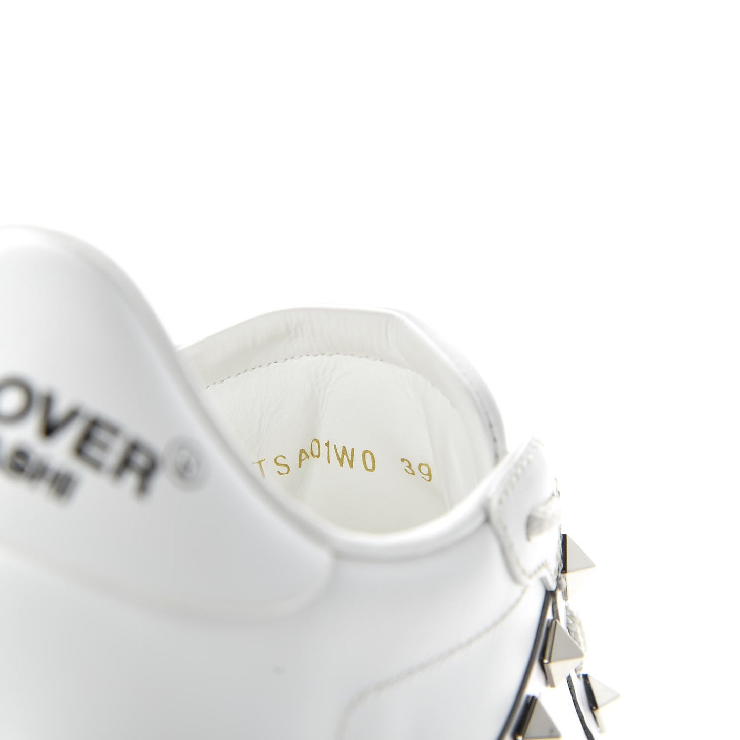 X UNDERCOVER Calfskin Butterfly Womens Rockstud Untitled Open Sneakers 39 White Silver