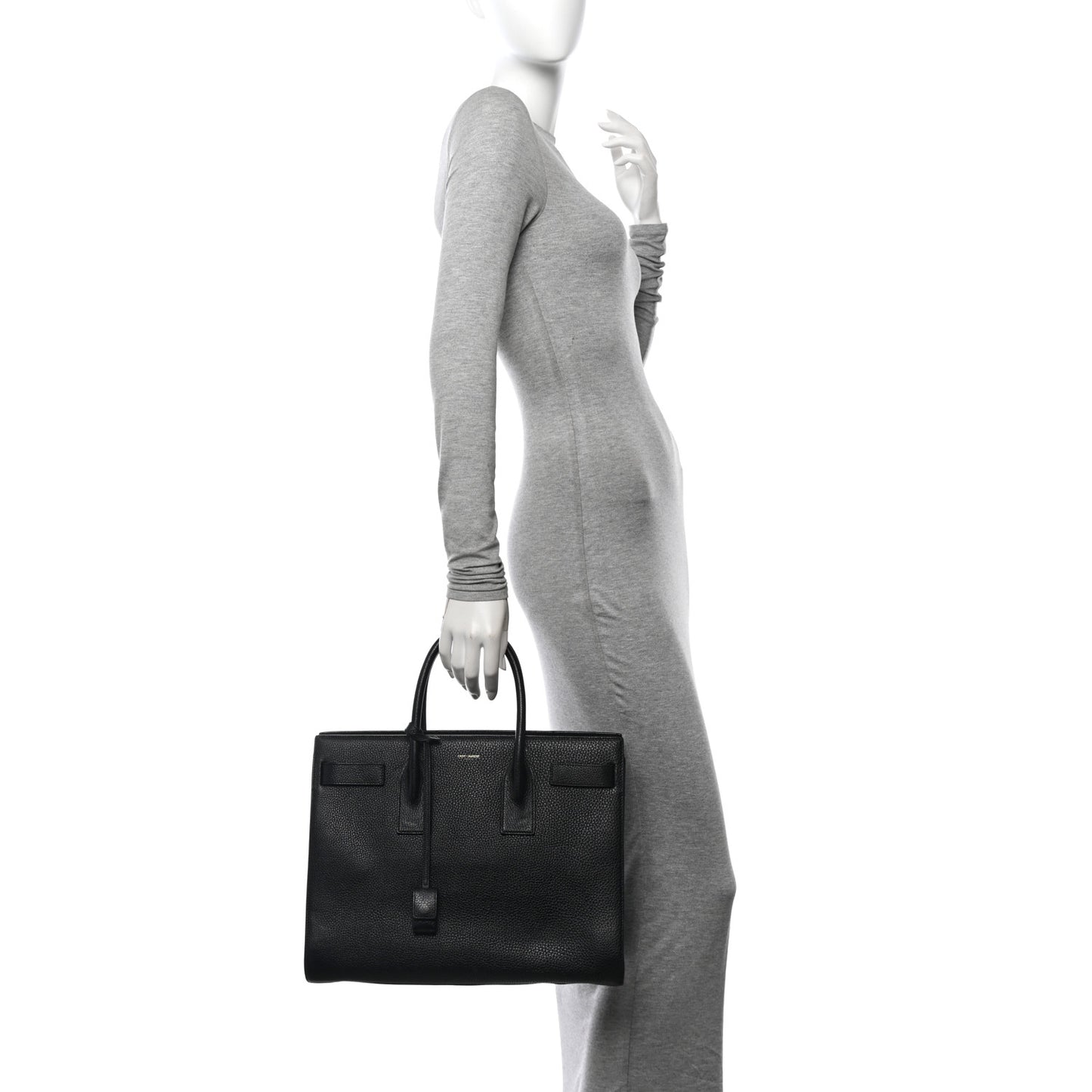 Grained Calfskin Large Sac De Jour Carryall Black