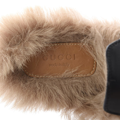 Gucci Calfskin Fur Womens Princetown Slippers 35.5 Black 7 of 9