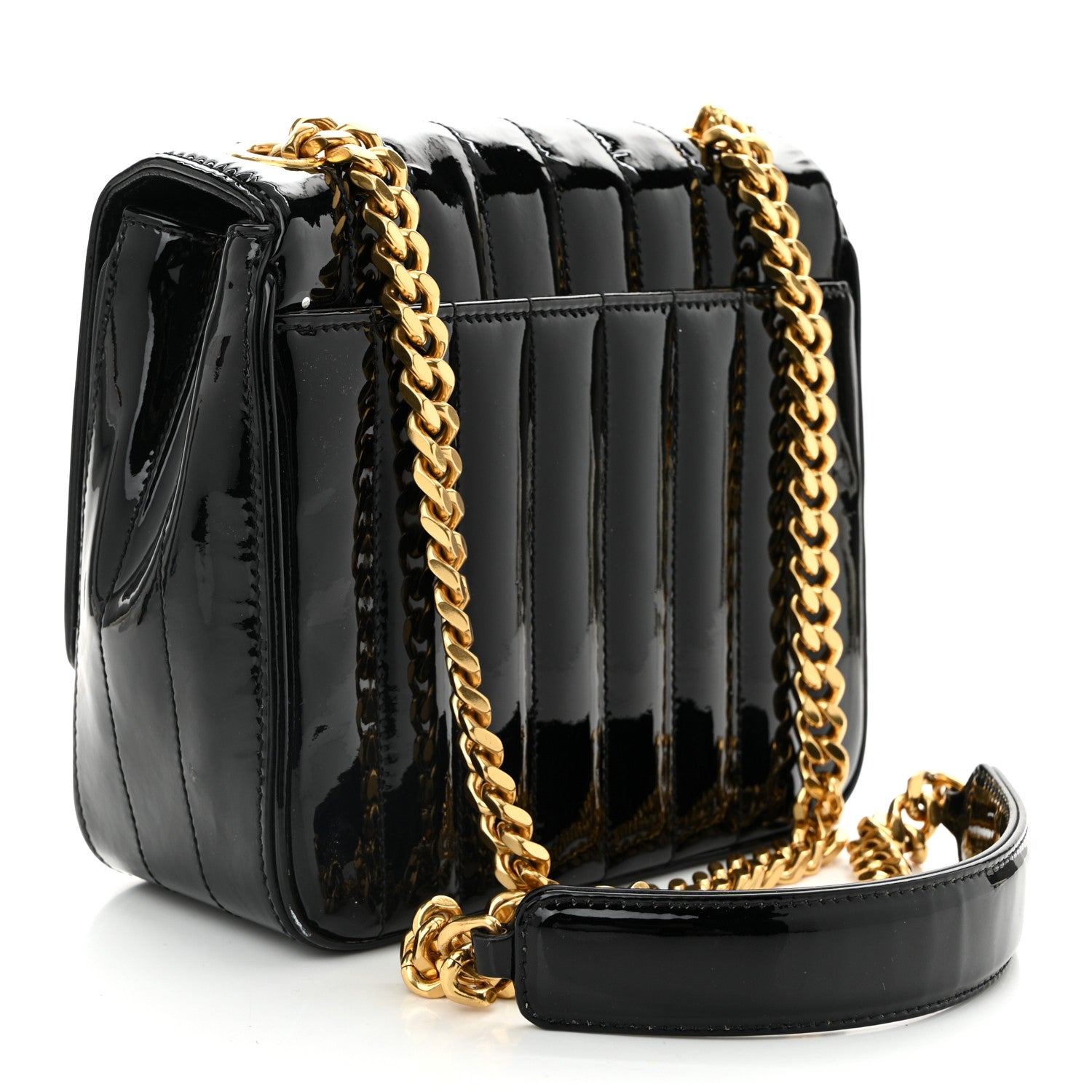 Saint Laurent Patent Calfskin Matelasse Monogram Medium Vicky Chain Bag Black 2 of 10