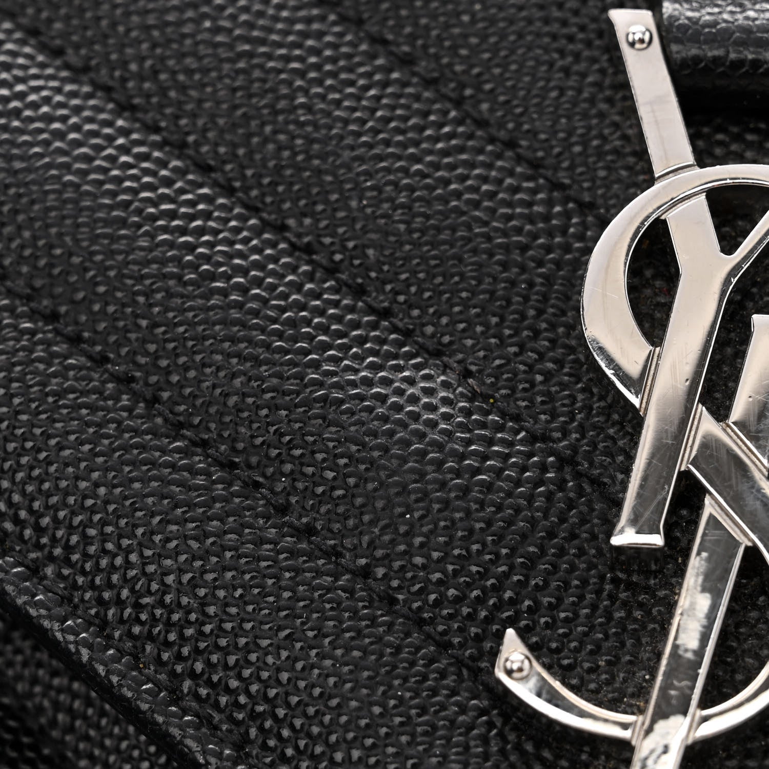 Saint Laurent Grain De Poudre Textured Mixed Matelasse Triquilt Medium Monogram Satchel Black 11 of 12