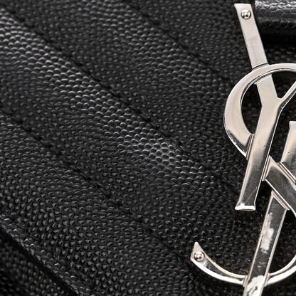 Saint Laurent Grain De Poudre Textured Mixed Matelasse Triquilt Medium Monogram Satchel Black 11 of 12