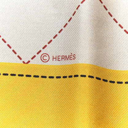 Hermes Silk Tapis de Selle Double Face Scarf 90 Bois de Rose Beige Multicolore 4 of 6