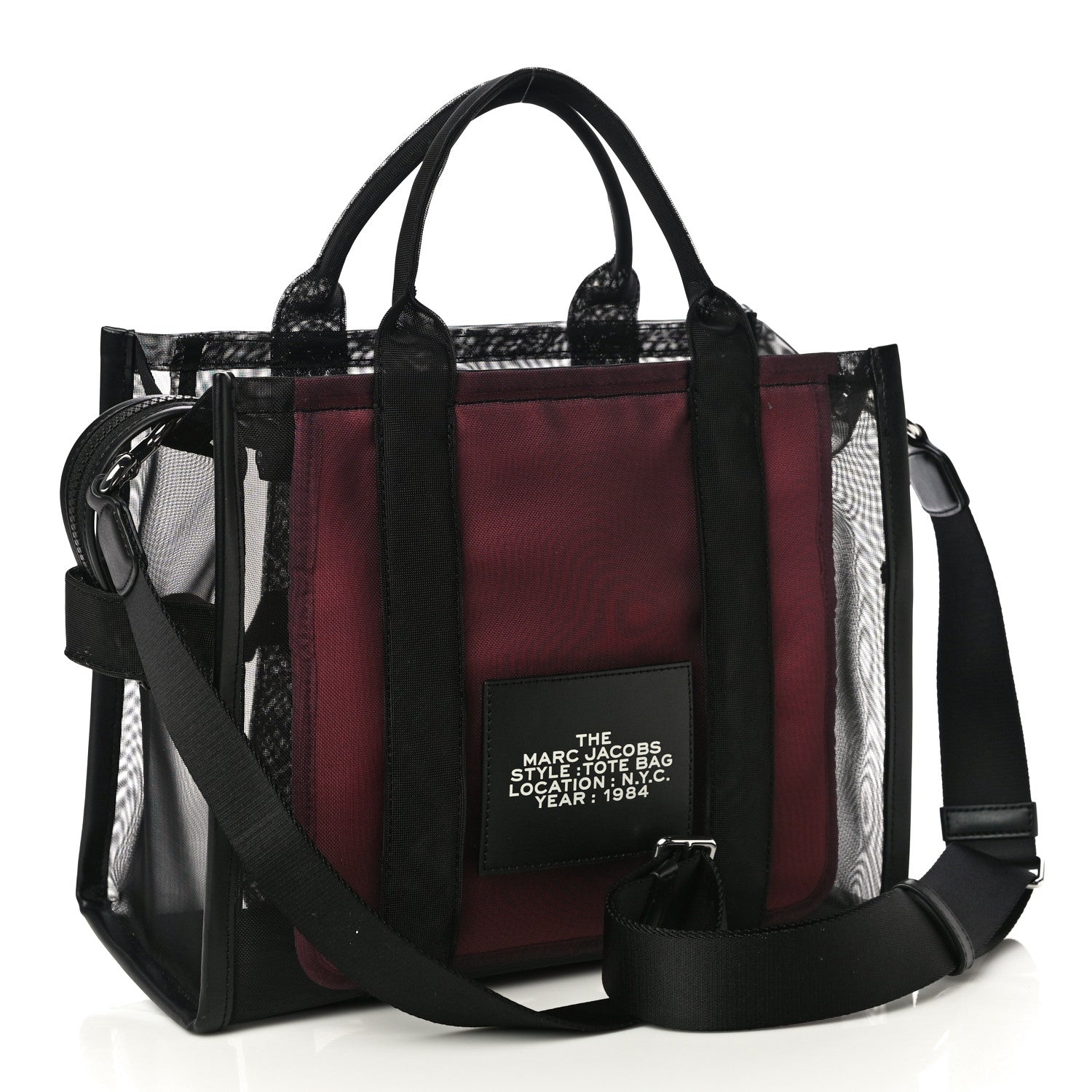 Marc Jacobs Nylon The Mesh Medium Tote Bag Black Pink 3 of 9