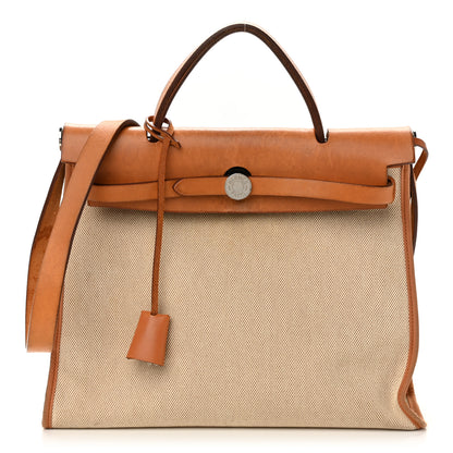 Hermes Vache Hunter Toile H Herbag Zip 31 PM Natural 2 of 17
