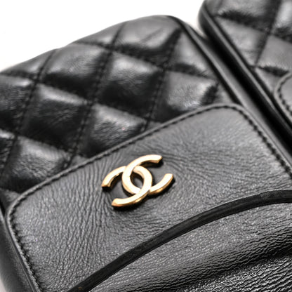 Chanel Glazed Calfskin Quilted Double Pocket Crossbody Flap Black 13 of 15