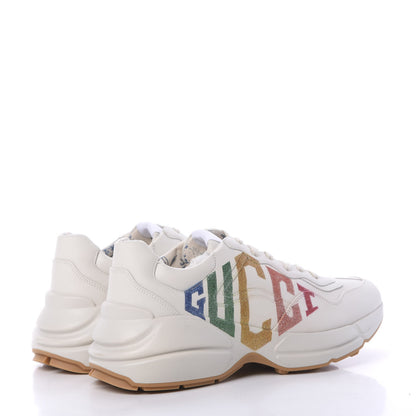 Gucci Calfskin Glitter Game Logo Womens Rhyton Sneakers 41 Mystic White 4 of 7