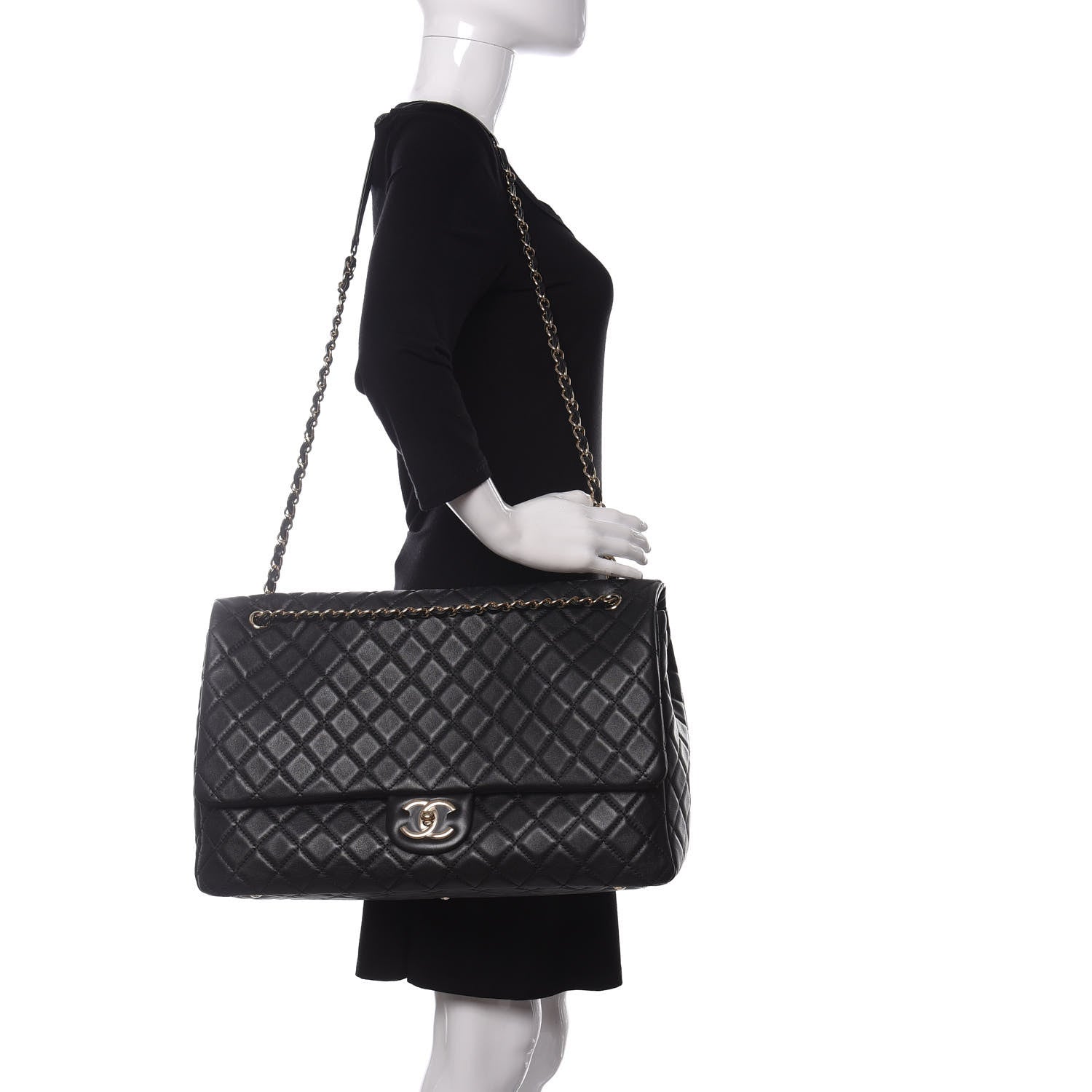 Chanel Calfskin Quilted XXL Travel Flap Bag Black 2 of 10
