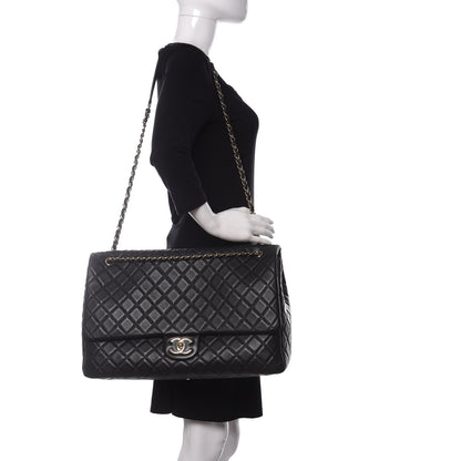 Chanel Calfskin Quilted XXL Travel Flap Bag Black 2 of 10