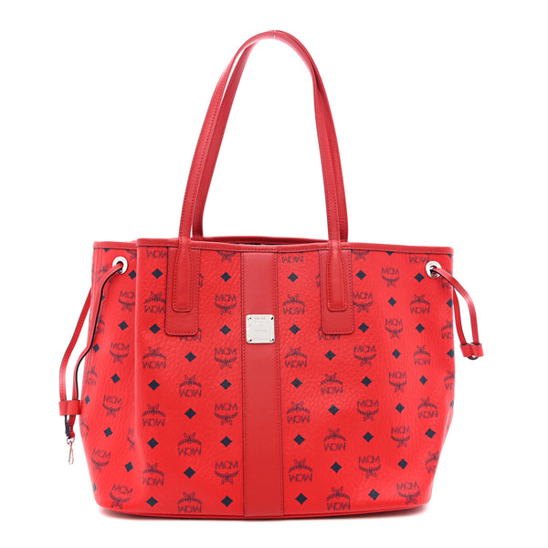 MCM Visetos Medium Liz Reversible Shopper Tote Candy Red 1838766