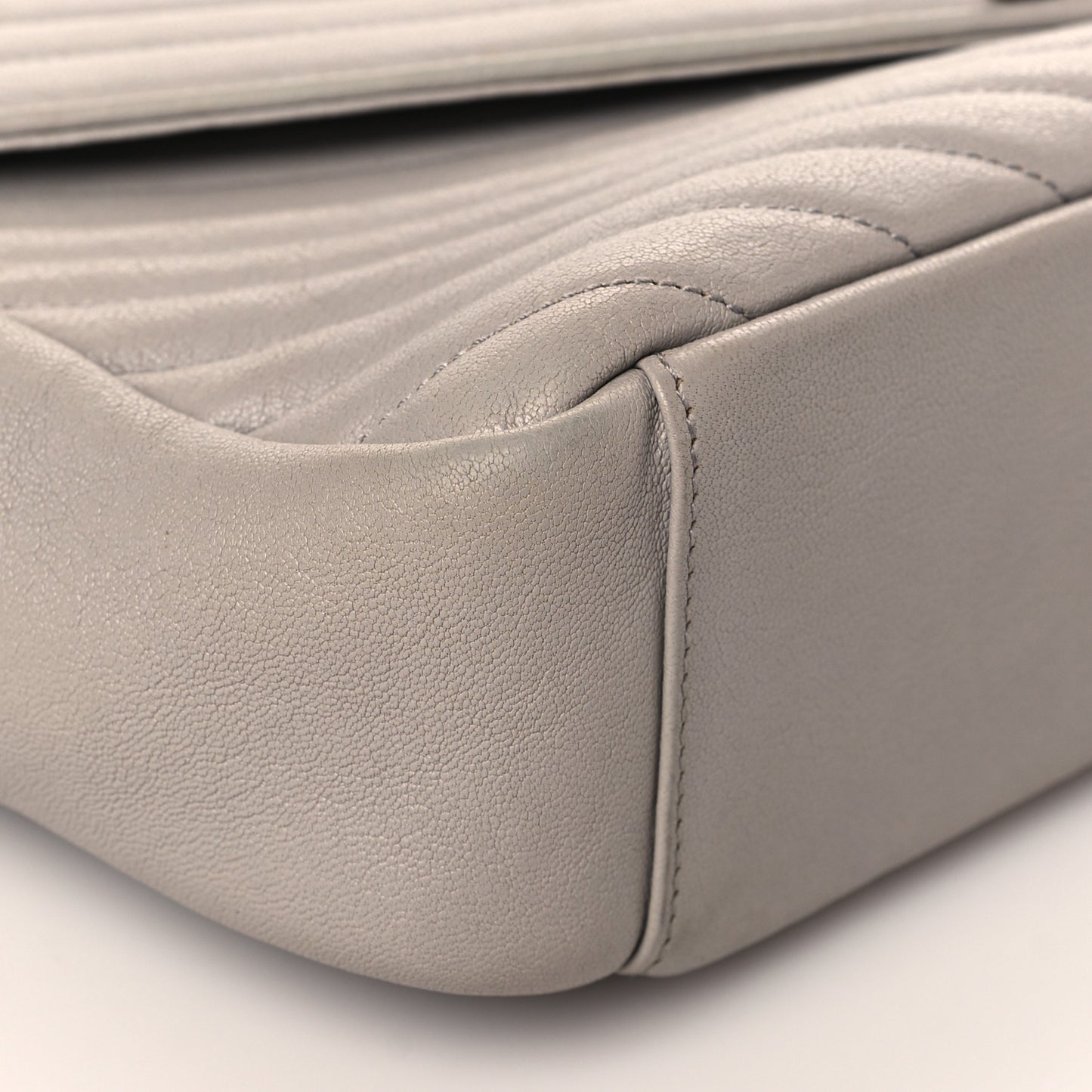 Sheepskin Matelasse Large Monogram College Satchel Light Grey
