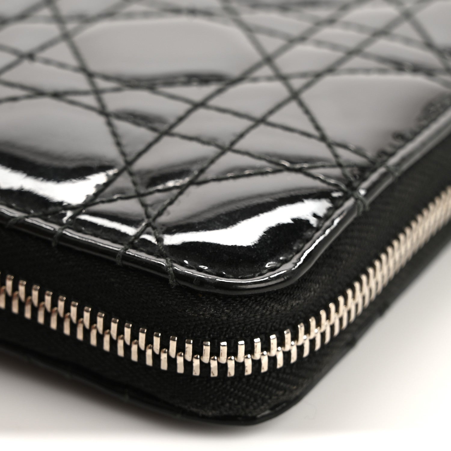 Christian Dior Patent Cannage Lady Dior Continental Zip Wallet Black 10 of 13