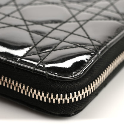 Christian Dior Patent Cannage Lady Dior Continental Zip Wallet Black 10 of 13
