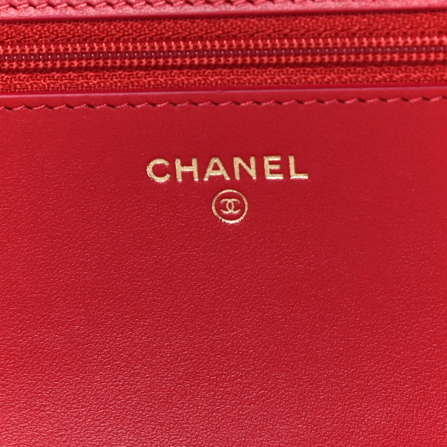 Caviar Camellia Embossed Wallet On Chain WOC Red