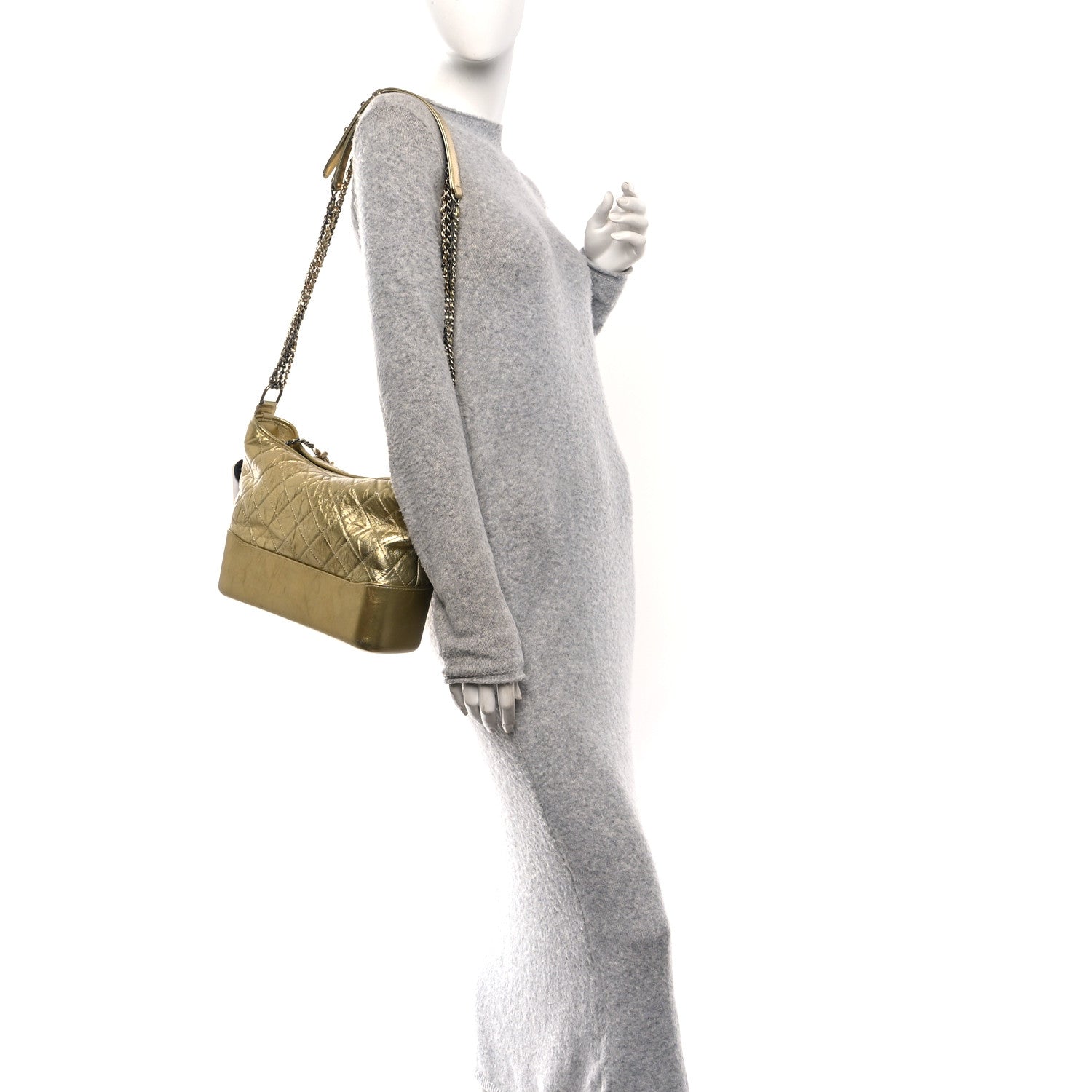 Chanel Metallic Aged Calfskin Quilted Medium Gabrielle Gold 2 of 10